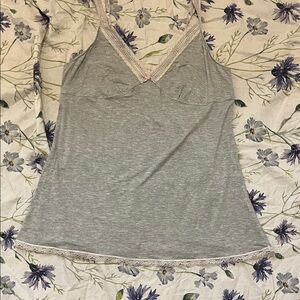 Cosmopolitan Light Gray Lace Trim Tank Top